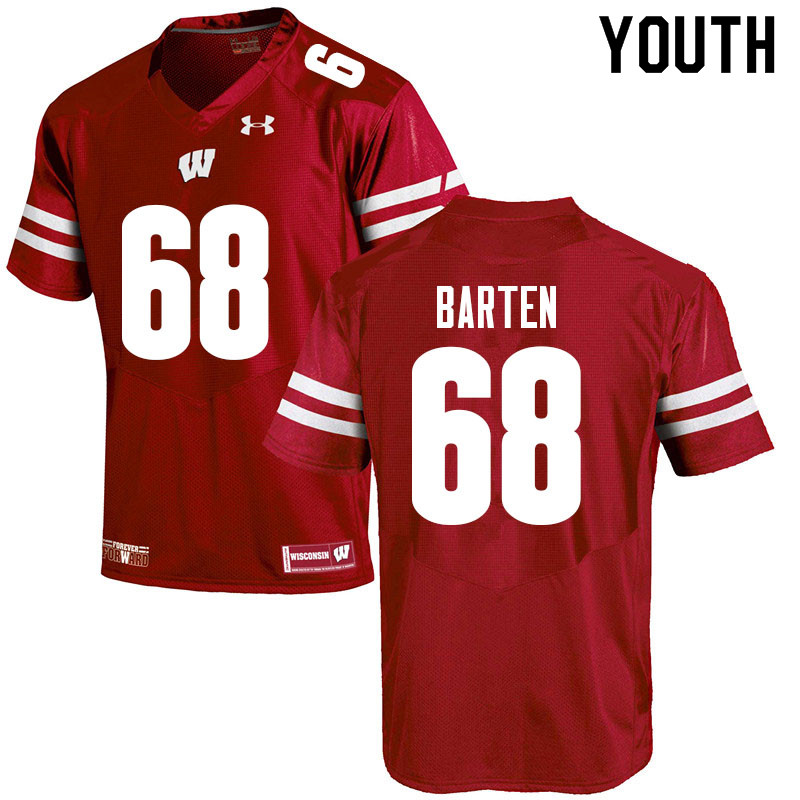 Youth #68 Ben Barten Wisconsin Badgers College Football Jerseys Sale-Red